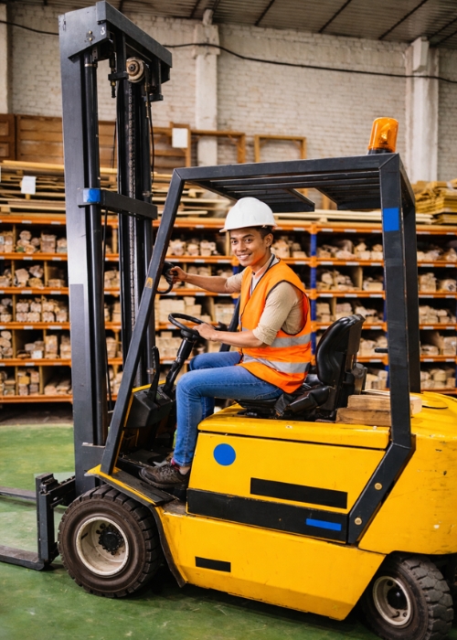 Filipino forklift operator