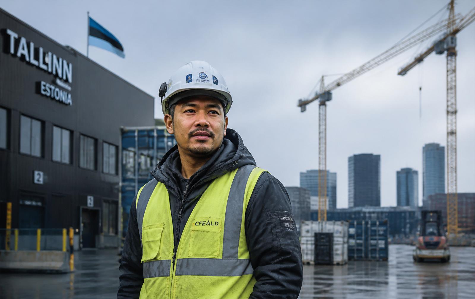 Skilled Filipino industrial worker on an Estonian construction site in Tallinn