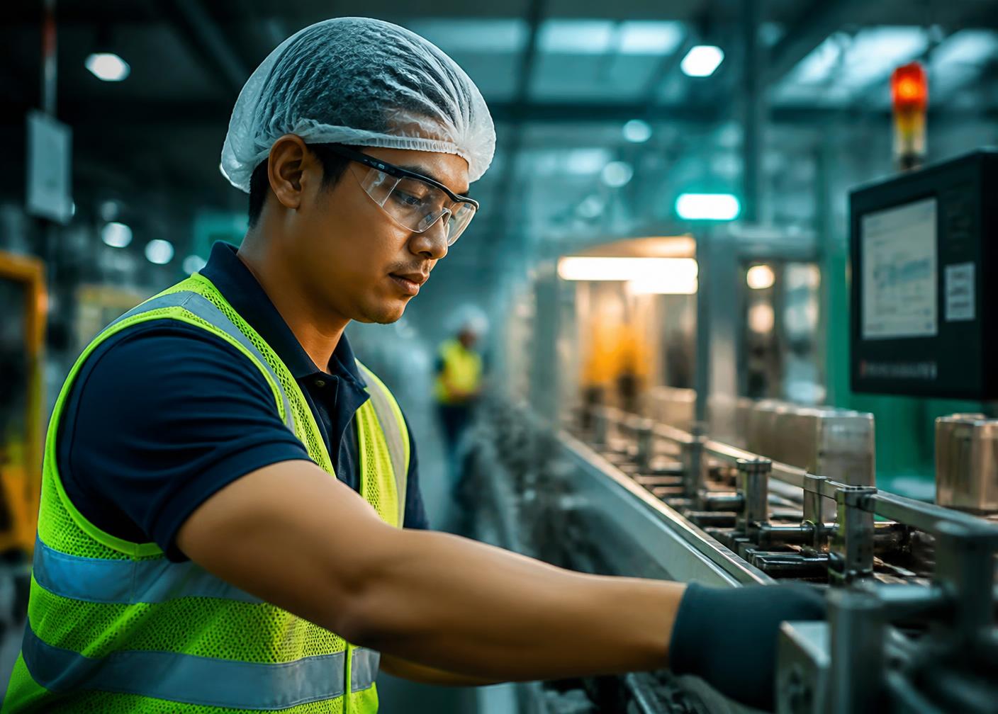 Filipino factory worker on a modern production line